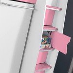 Modern High Sleeper Bunk Bed with Storage, Pink & White