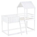 Cozy Cabin Treehouse Loft Bed with Ladder