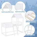 Cozy Cabin Treehouse Loft Bed with Ladder