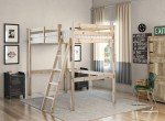 Sturdy Double Loft Bunk Bed in Solid Pine