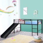 Maxmass Kids Metal Loft Bed with Slide and Ladder
