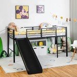 Kids Mid Sleeper Bunk Bed with Slide & Guardrails