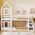 Children's Twin Bunk Bed with Storage and Window