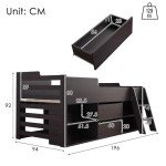 Kids Wooden Bunk Bed with Storage and Drawers