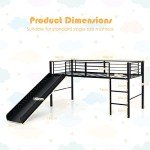 Maxmass Kids Metal Loft Bed with Slide and Ladder