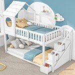 Merax Wooden Cabin Bunk Bed with Ladder