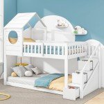 Merax Wooden Cabin Bunk Bed with Ladder