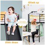 Maxmass Kids Metal Loft Bed with Slide and Ladder