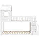 Merax Wooden Cabin Bunk Bed with Ladder