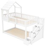 Merax Wooden Cabin Bunk Bed with Ladder