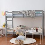 Grey Wooden Bunk Bed for Kids and Children