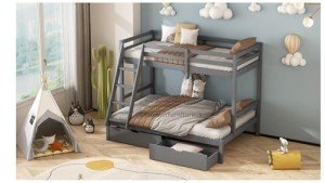 Kids Bunk Beds With Drawers In White Or Grey