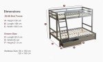 Kids Bunk Beds with Drawers in White or Grey