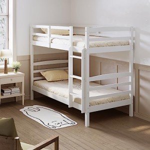 Solid Wood Gemini Bunk Bed For Kids White