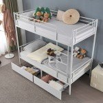 Stable Metal Bunk Bed Frame with Two Drawers
