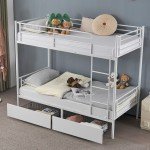 Stable Metal Bunk Bed Frame with Two Drawers