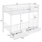Stable Metal Bunk Bed Frame with Two Drawers