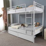 Stable Metal Bunk Bed Frame with Two Drawers