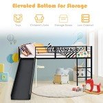 Kids Mid Sleeper Bunk Bed with Slide & Guardrails