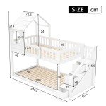 Wooden Kids Bunk Bed with Storage Ladder