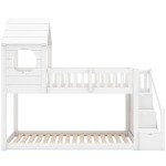 Wooden Kids Bunk Bed with Storage Ladder