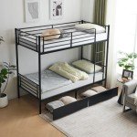 Twin Loft Bunk Bed Frame with Storage Drawers