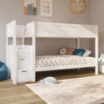 White Bunk Bed with Stairs and Storage