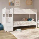 White Bunk Bed with Stairs and Storage