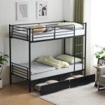 Twin Loft Bunk Bed Frame with Storage Drawers