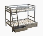 Grey Triple Bunk Bed with Storage Drawers