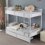 Sturdy Metal Bunk Bed with Storage Drawers