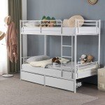 Sturdy Metal Bunk Bed with Storage Drawers