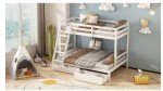 Triple Sleeper White Wooden Bunk Bed with Storage