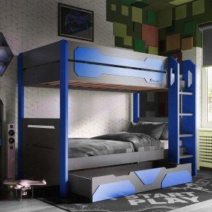 X Rocker Gaming Bunk Bed with Trundle - Blue