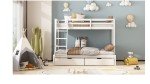 Triple Sleeper White Wooden Bunk Bed with Storage