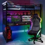 X ROCKER Battle Bunk Bed with Gaming Desk - Black