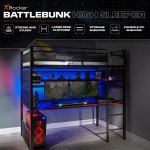 X ROCKER Battle Bunk Bed with Gaming Desk - Black