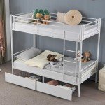 Metal Bunk Bed with Ladder and Storage Drawers