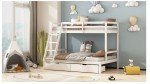 Triple Sleeper White Wooden Bunk Bed with Storage