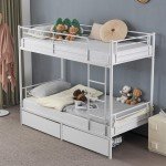 Metal Bunk Bed with Ladder and Storage Drawers