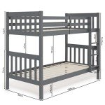 Dark Grey Double Bunk Bed for Kids & Adults