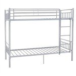 Silver Metal Bunk Bed Frame with Safety Guardrail