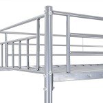 Silver Metal Bunk Bed Frame with Safety Guardrail