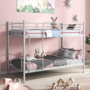 Metal Twin over Twin Bunk Bed with Ladder