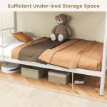 Metal Bunk Bed Frame with Ladder and Guardrail