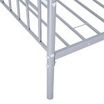 Silver Metal Bunk Bed Frame with Safety Guardrail