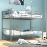 Metal Bunk Bed Frame with Safety Guardrails - Silver
