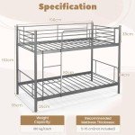 Metal Bunk Bed Frame with Safety Guardrails - Silver