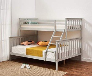Triple Sleeper Bunk Bed - Solid Wood Frame (Grey)