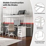 Loft Bunk Bed with Metal Ladder and Guardrail